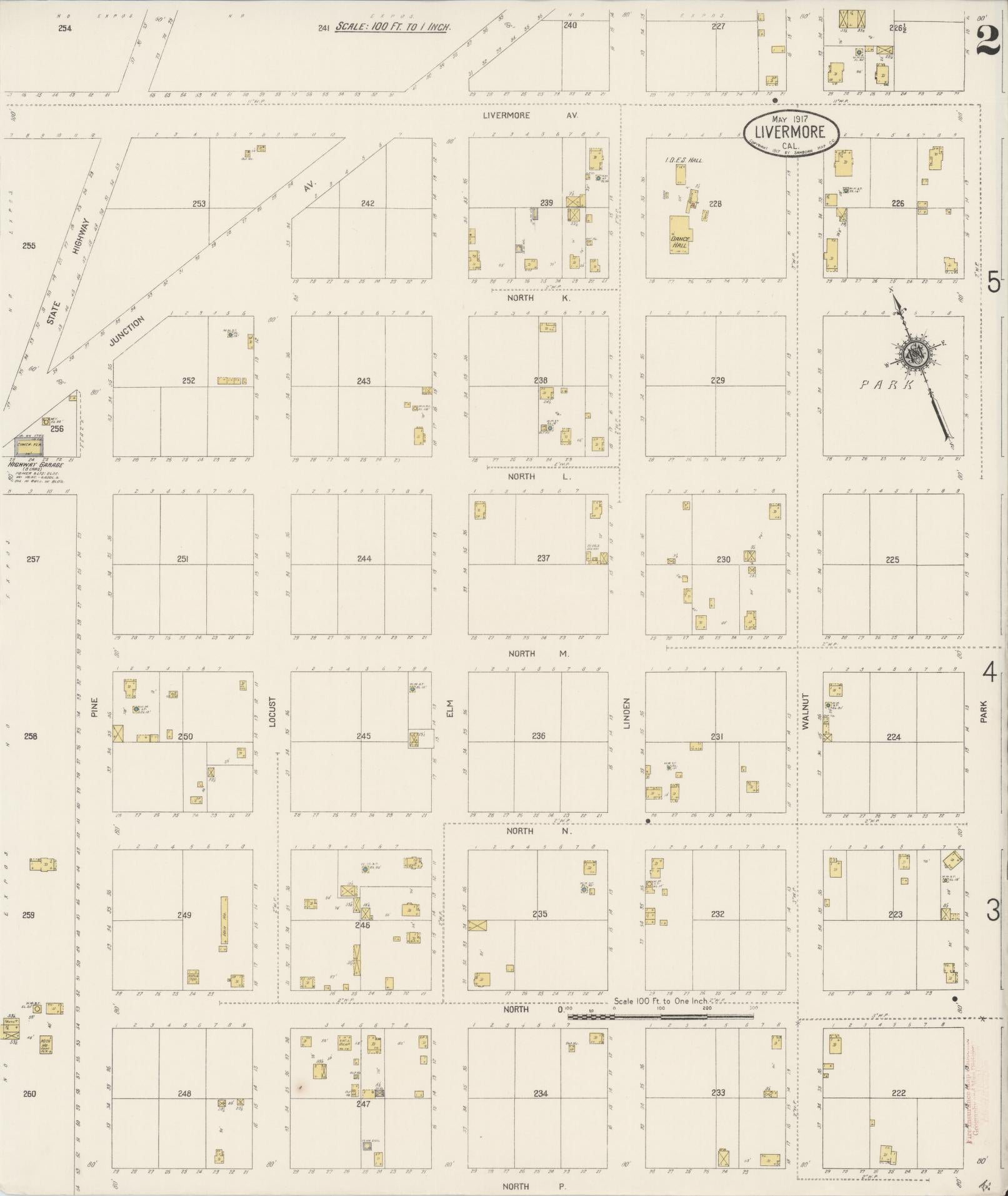 Sanborn Fire Insurance Map from Livermore, Alameda County, California (1917), Sheet #0002 - Historic Sanborn Fire Insurance Map Print, vintage old map wall art, antique decor, genealogy gift, California California map