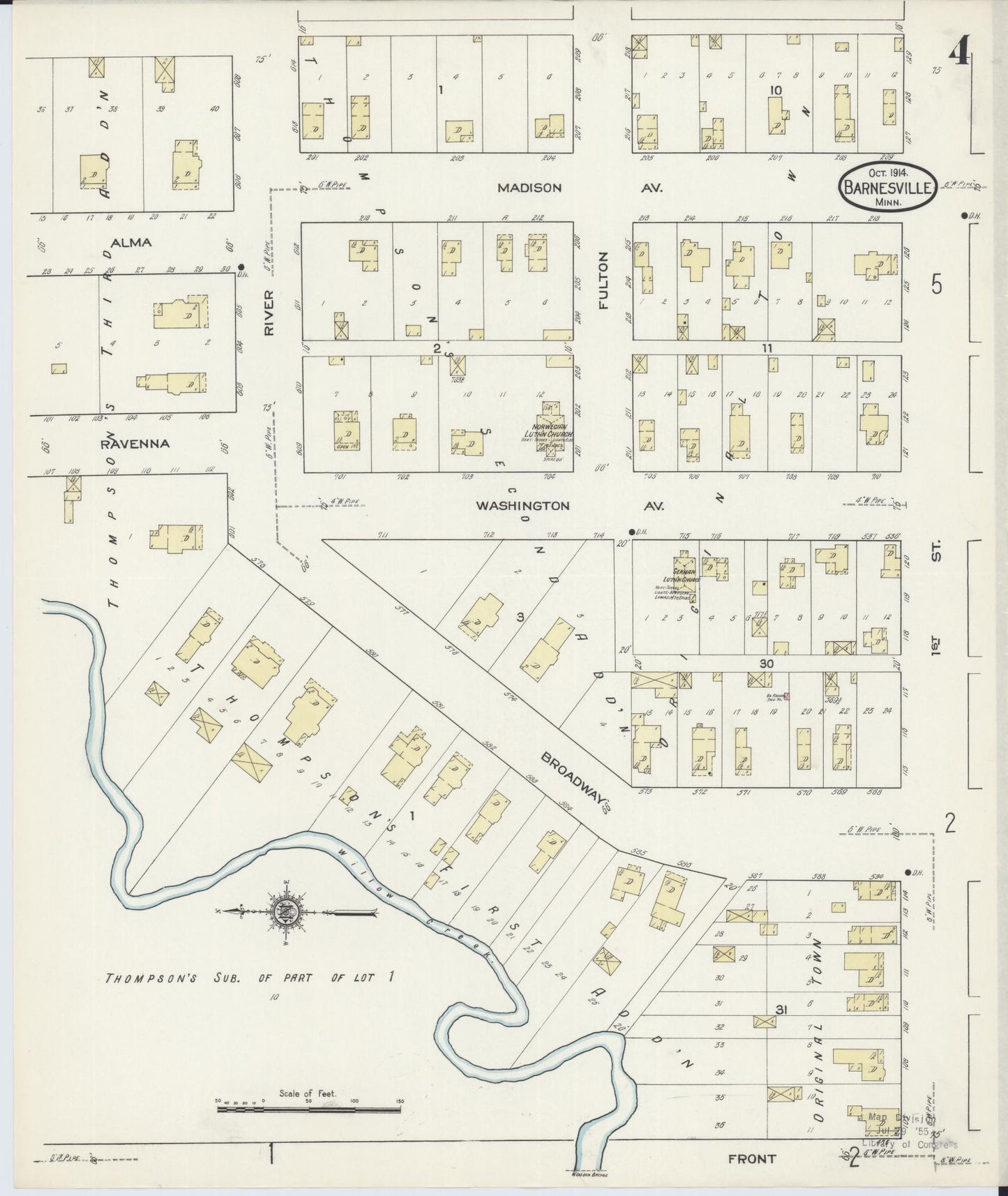 Sanborn Fire Insurance Map from Barnesville, Clay County, Minnesota (1914), Sheet #0004 - Complete Map Set gallery image, historic Sanborn map, vintage wall art, Minnesota Minnesota