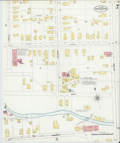 Sanborn Fire Insurance Map from Bennington, Bennington County, Vermont (1906), Sheet #0007 - Complete Map Set gallery image, historic Sanborn map, vintage wall art, Vermont Vermont