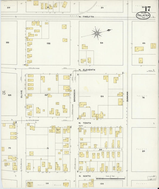 Sanborn Fire Insurance Map from Palatka, Putnam County, Florida (1909), Sheet #0017 - Historic Sanborn Fire Insurance Map Print, vintage old map wall art, antique decor, genealogy gift, Florida Florida map