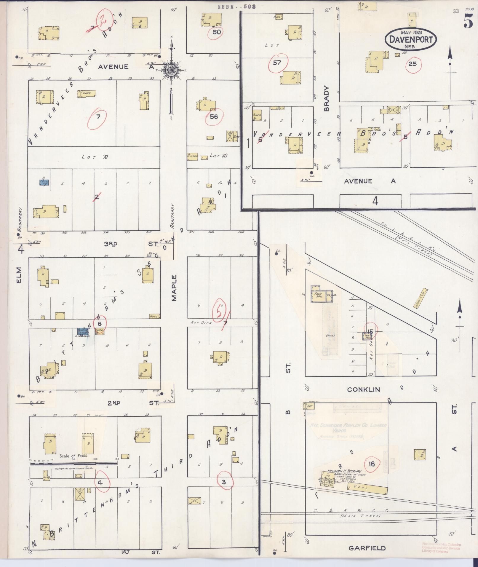 Sanborn Fire Insurance Map from Davenport, Thayer County, Nebraska (1935), Sheet #0005 - Complete Map Set gallery image, historic Sanborn map, vintage wall art, Nebraska Nebraska