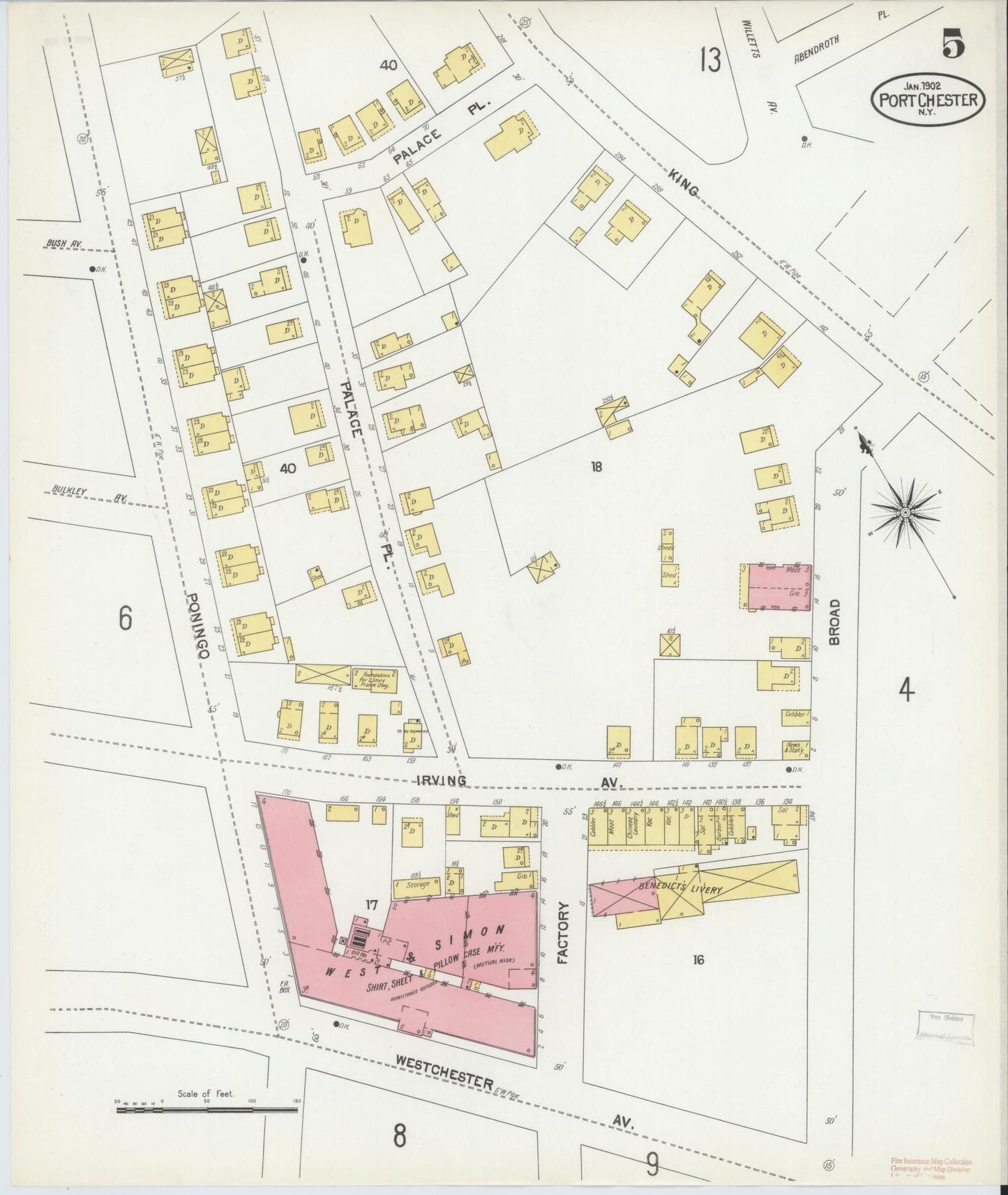 Sanborn Fire Insurance Map from Port Chester, Westchester County, New York (1902), Sheet #0005 - Historic Sanborn Fire Insurance Map Print, vintage old map wall art, antique decor, genealogy gift, New York New York map