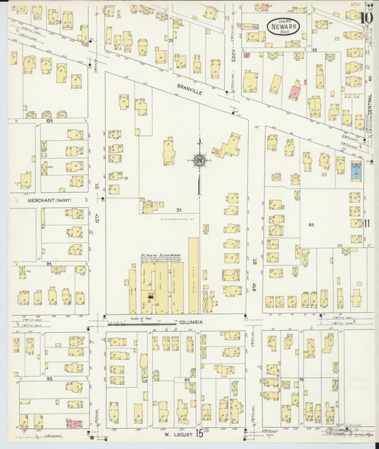Sanborn Fire Insurance Map from Newark, Licking County, Ohio (1912), Sheet #0010 - Historic Sanborn Fire Insurance Map Print, vintage old map wall art, antique decor, genealogy gift, Ohio Ohio map