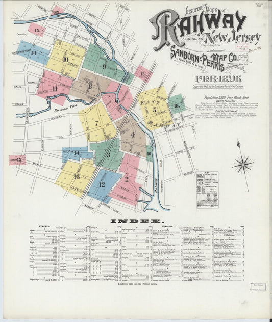 Sanborn Fire Insurance Map from Rahway, Union County, New Jersey. (1896) – Historic Sanborn Fire Insurance Map Print