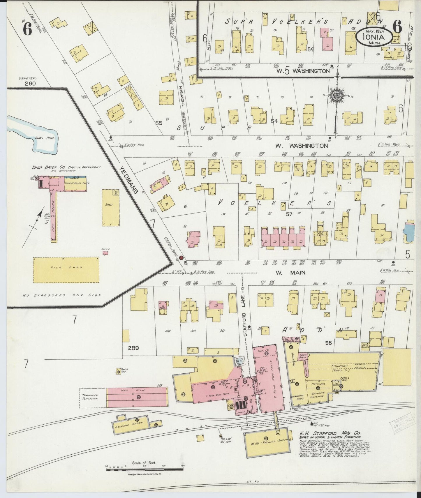 Sanborn Fire Insurance Map from Ionia, Ionia County, Michigan (1924), Sheet #0006 - Complete Map Set gallery image, historic Sanborn map, vintage wall art, Michigan Michigan