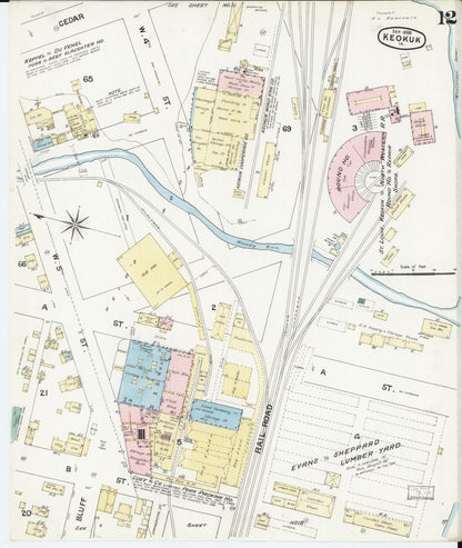 Sanborn Fire Insurance Map from Keokuk, Lee County, Iowa (1888), Sheet #0012 - Historic Sanborn Fire Insurance Map Print