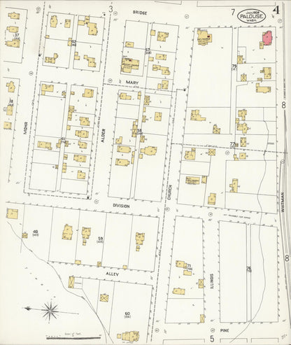 Sanborn Fire Insurance Map from Palouse City, Whitman County, Washington (1908), Sheet #0004 - Complete Map Set gallery image, historic Sanborn map, vintage wall art, Washington Washington