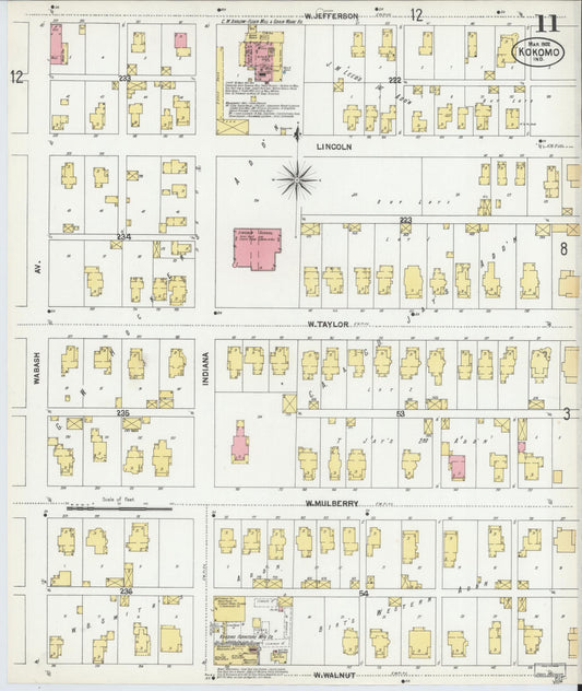 Sanborn Fire Insurance Map from Kokomo, Howard County, Indiana (1902), Sheet #0011 - Historic Sanborn Fire Insurance Map Print, vintage old map wall art, antique decor, genealogy gift, Indiana Indiana map