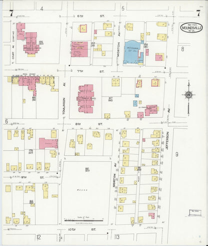 Sanborn Fire Insurance Map from Moundsville, Marshall County, West Virginia (1923), Sheet #0007 - Complete Map Set gallery image, historic Sanborn map, vintage wall art, West Virginia West Virginia