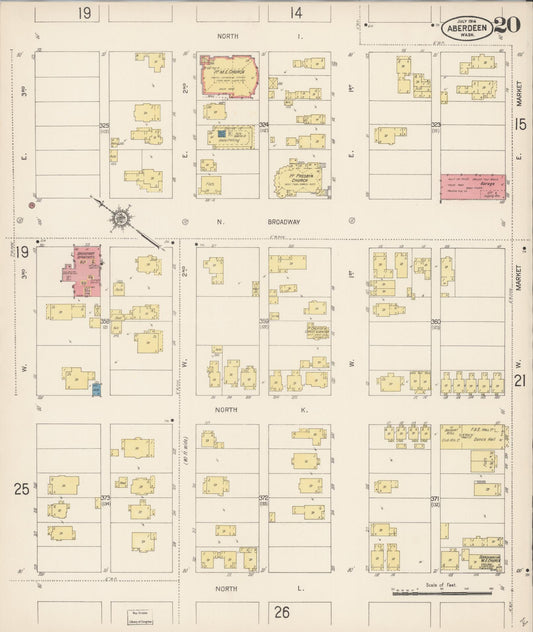Sanborn Fire Insurance Map from Aberdeen, Grays Harbor County, Washington (1914), Sheet #0020 - Historic Sanborn Fire Insurance Map Print, vintage old map wall art, antique decor, genealogy gift, Washington Washington map