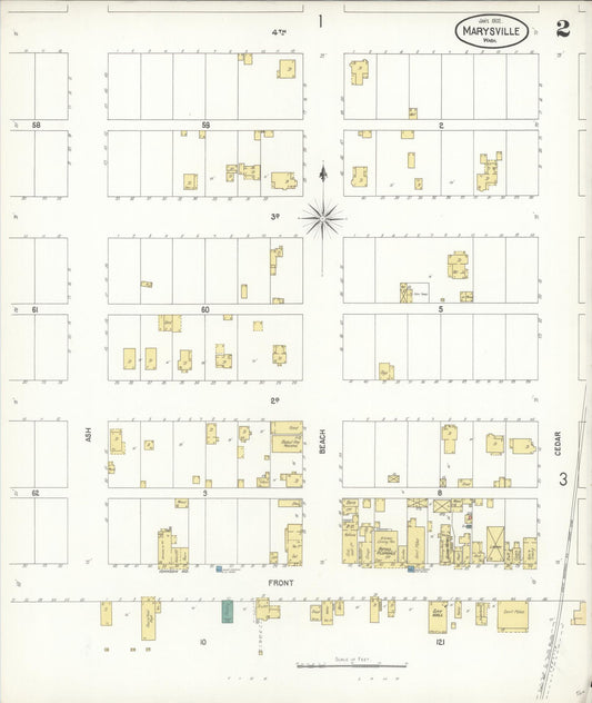 Sanborn Fire Insurance Map from Marysville, Snohomish County, Washington (1902), Sheet #0002 - Historic Sanborn Fire Insurance Map Print, vintage old map wall art, antique decor, genealogy gift, Washington Washington map