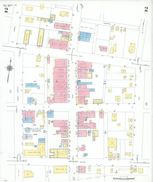 Sanborn Fire Insurance Map from New Madrid, New Madrid County, Missouri (1950), Sheet #0002 - Historic Sanborn Fire Insurance Map Print, vintage old map wall art, antique decor, genealogy gift, Missouri Missouri map