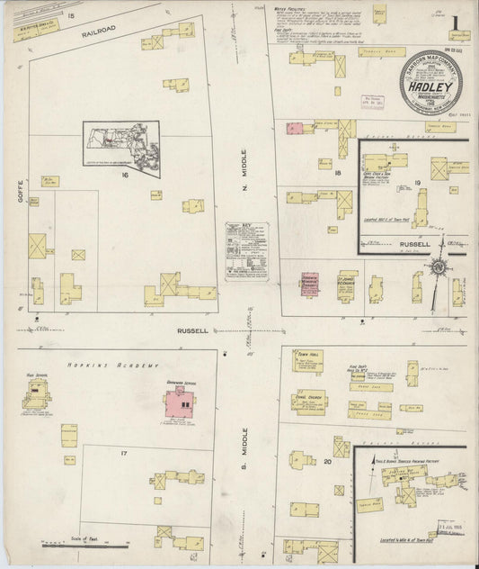 Sanborn Fire Insurance Map from Hadley, Hampshire County, Massachusetts. (1915) – Historic Sanborn Fire Insurance Map Print