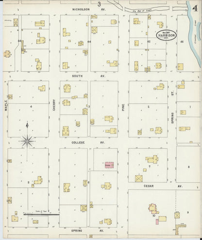 Sanborn Fire Insurance Map from Harrison, Boone County, Arkansas (1897), Sheet #0004 - Complete Map Set gallery image, historic Sanborn map, vintage wall art, Arkansas Arkansas