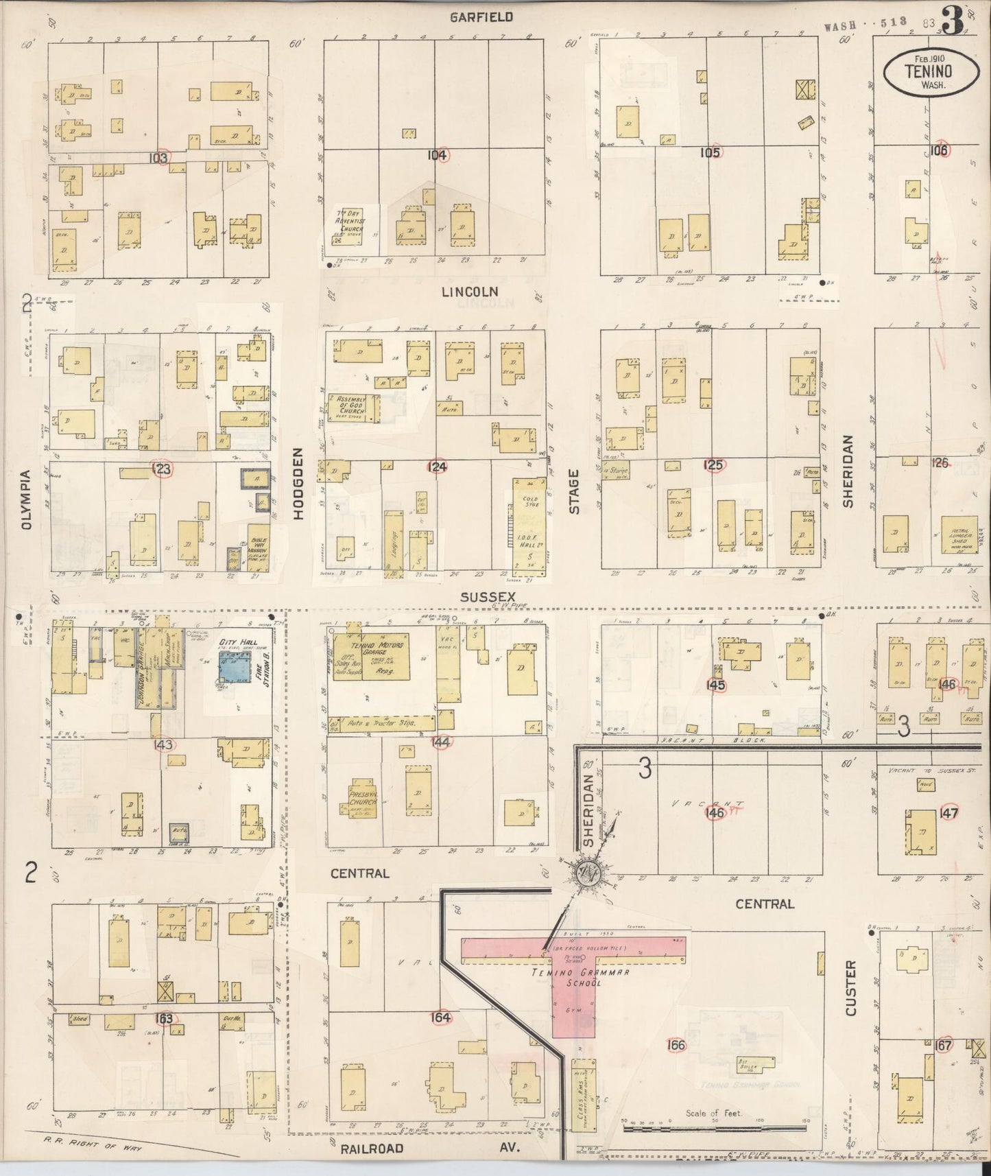 Sanborn Fire Insurance Map from Tenino, Thurston County, Washington (1942), Sheet #0003 - Complete Map Set gallery image, historic Sanborn map, vintage wall art, Washington Washington