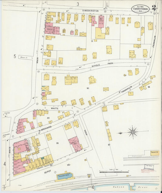 Sanborn Fire Insurance Map from Tarrytown, Westchester County, New York (1903), Sheet #0002 - Historic Sanborn Fire Insurance Map Print, vintage old map wall art, antique decor, genealogy gift, New York New York map