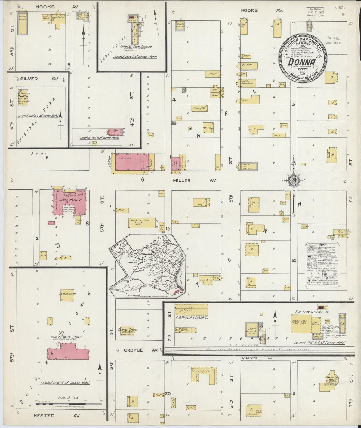 Sanborn Fire Insurance Map from Donna, Hidalgo County, Texas (1917), Sheet #0001 - Historic Sanborn Fire Insurance Map Print, vintage old map wall art, antique decor, genealogy gift, Texas Texas map