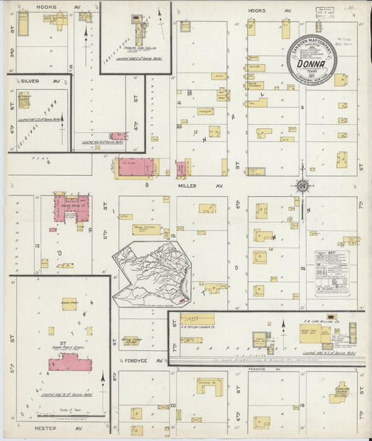 Sanborn Fire Insurance Map from Donna, Hidalgo County, Texas (1917), Sheet #0001 - Historic Sanborn Fire Insurance Map Print, vintage old map wall art, antique decor, genealogy gift, Texas Texas map