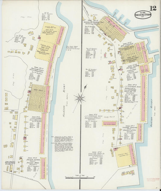 Sanborn Fire Insurance Map from Haverstraw, Rockland County, New York (1896), Sheet #0012 - Historic Sanborn Fire Insurance Map Print, vintage old map wall art, antique decor, genealogy gift, New York New York map