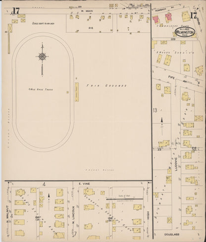 Sanborn Fire Insurance Map from Wilmington, Clinton County, Ohio (1922), Sheet #0017 - Complete Map Set gallery image, historic Sanborn map, vintage wall art, Ohio Ohio