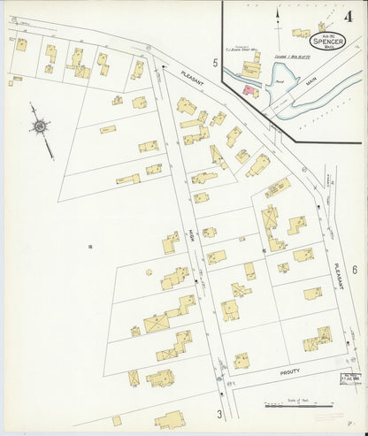 Sanborn Fire Insurance Map from Spencer, Worcester County, Massachusetts (1912), Sheet #0004 - Complete Map Set gallery image, historic Sanborn map, vintage wall art, Massachusetts Massachusetts