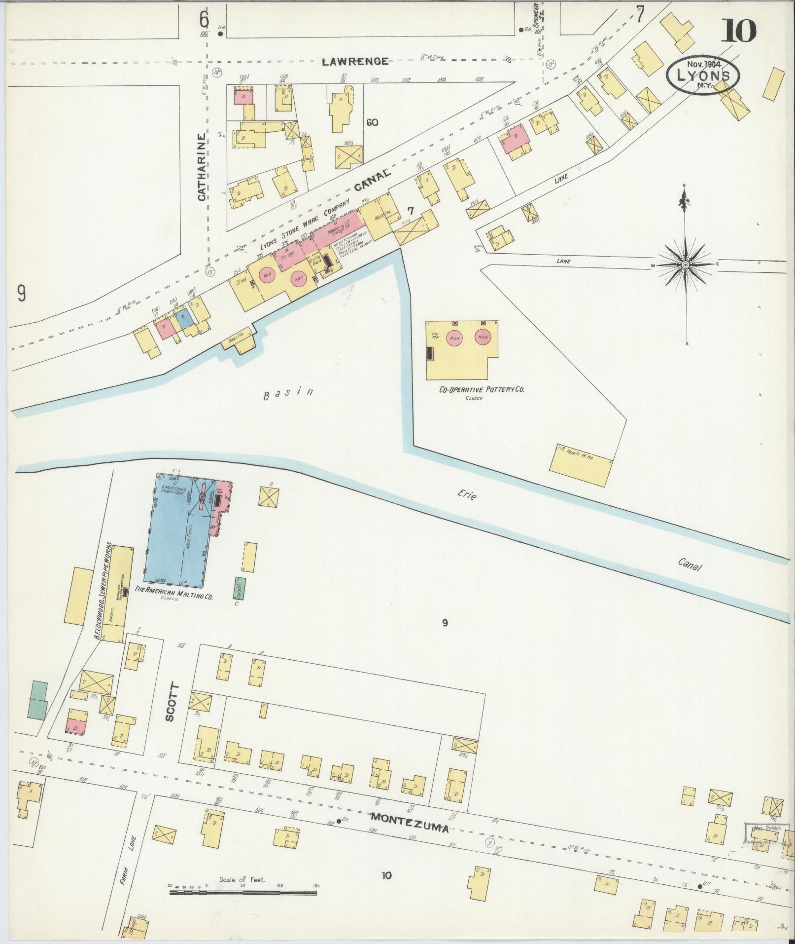 Sanborn Fire Insurance Map from Lyons, Wayne County, New York (1904), Sheet #0010 - Complete Map Set gallery image, historic Sanborn map, vintage wall art, New York New York