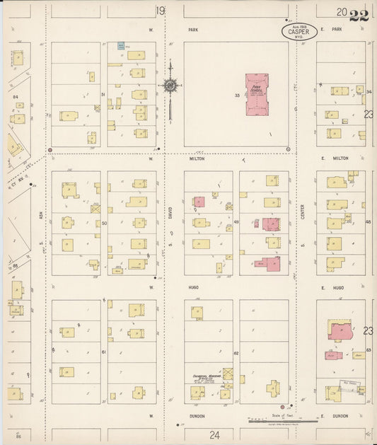 Sanborn Fire Insurance Map from Casper, Natrona County, Wyoming (1918), Sheet #0022 - Historic Sanborn Fire Insurance Map Print, vintage old map wall art, antique decor, genealogy gift, Wyoming Wyoming map