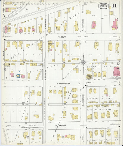 Sanborn Fire Insurance Map from Paris, Edgar County, Illinois (1916), Sheet #0011 - Complete Map Set gallery image, historic Sanborn map, vintage wall art, Illinois Illinois