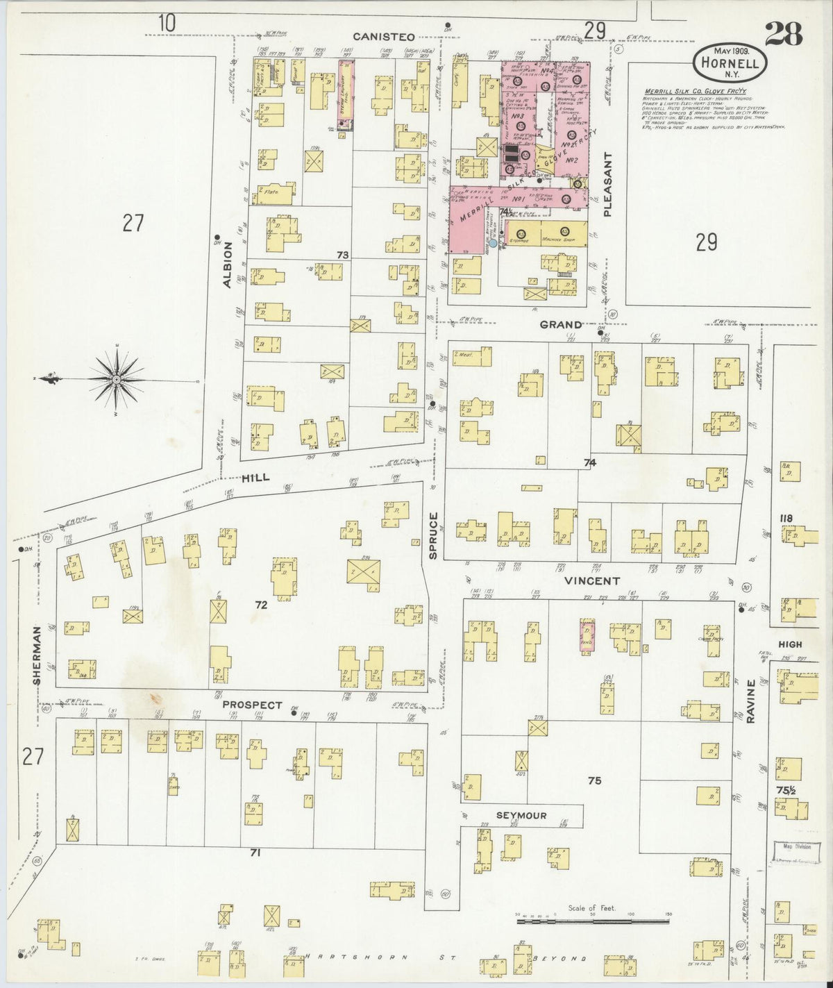 Sanborn Fire Insurance Map from Hornell, Steuben County, New York (1909), Sheet #0028 - Complete Map Set gallery image, historic Sanborn map, vintage wall art, New York New York