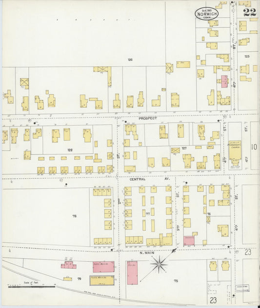 Sanborn Fire Insurance Map from Norwich, New London County, Connecticut (1903), Sheet #0022 - Historic Sanborn Fire Insurance Map Print, vintage old map wall art, antique decor, genealogy gift, Connecticut Connecticut map