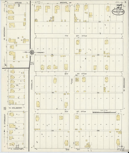 Sanborn Fire Insurance Map from Princeton, Gibson County, Indiana (1914), Sheet #0027 - Complete Map Set gallery image, historic Sanborn map, vintage wall art, Indiana Indiana