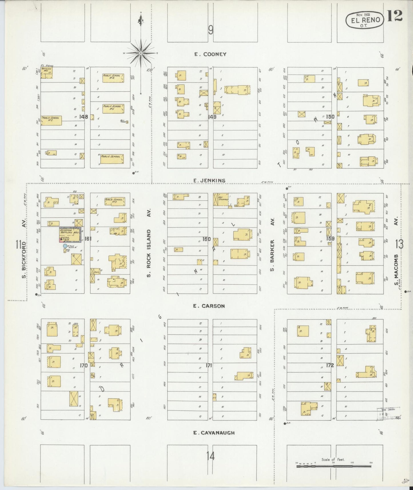 Sanborn Fire Insurance Map from El Reno, Canadian County, Oklahoma (1901), Sheet #0012 - Historic Sanborn Fire Insurance Map Print, vintage old map wall art, antique decor, genealogy gift, Oklahoma Oklahoma map