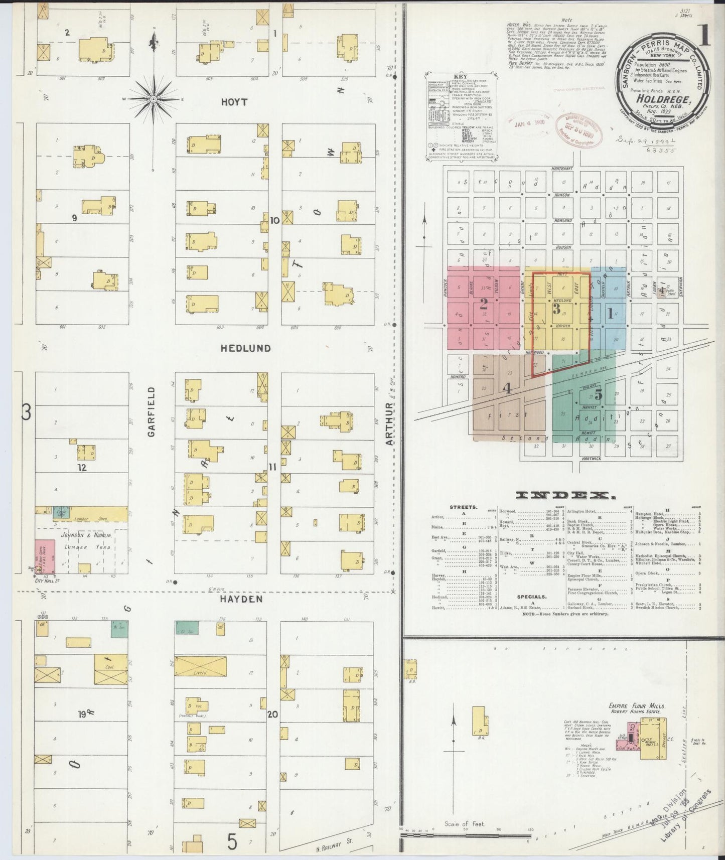 Sanborn Fire Insurance Map from Holdrege, Phelps County, Nebraska. (1899) – Historic Sanborn Fire Insurance Map Print