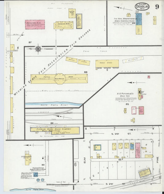 Sanborn Fire Insurance Map from Douglas, Converse County, Wyoming (1920), Sheet #0009 - Historic Sanborn Fire Insurance Map Print, vintage old map wall art, antique decor, genealogy gift, Wyoming Wyoming map