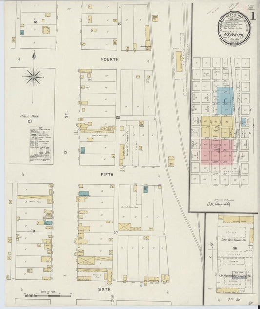 Sanborn Fire Insurance Map from Newkirk, Kay County, Oklahoma (1894), Sheet #0001 - Historic Sanborn Fire Insurance Map Print, vintage old map wall art, antique decor, genealogy gift, Oklahoma Oklahoma map