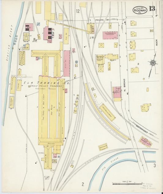 Sanborn Fire Insurance Map from Ridgway, Elk County, Pennsylvania (1915), Sheet #0013 - Historic Sanborn Fire Insurance Map Print, vintage old map wall art, antique decor, genealogy gift, Pennsylvania Pennsylvania map