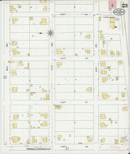 Sanborn Fire Insurance Map from Columbus, Lowndes County, Mississippi (1905), Sheet #0023 - Complete Map Set gallery image, historic Sanborn map, vintage wall art, Mississippi Mississippi