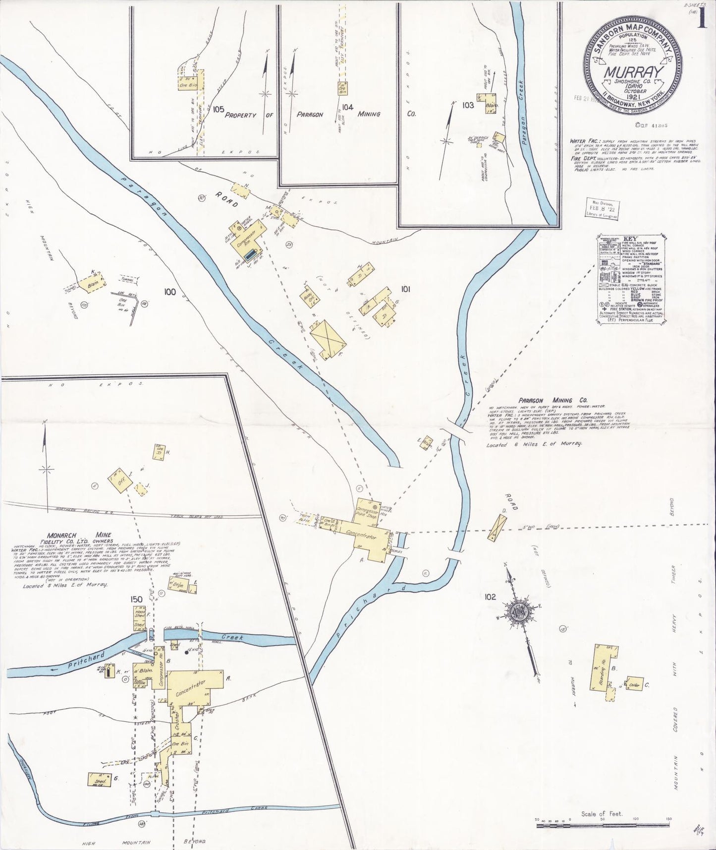 Sanborn Fire Insurance Map from Murray, Shoshone County, Idaho (1921), Sheet #0001 - Complete Map Set gallery image, historic Sanborn map, vintage wall art, Idaho Idaho