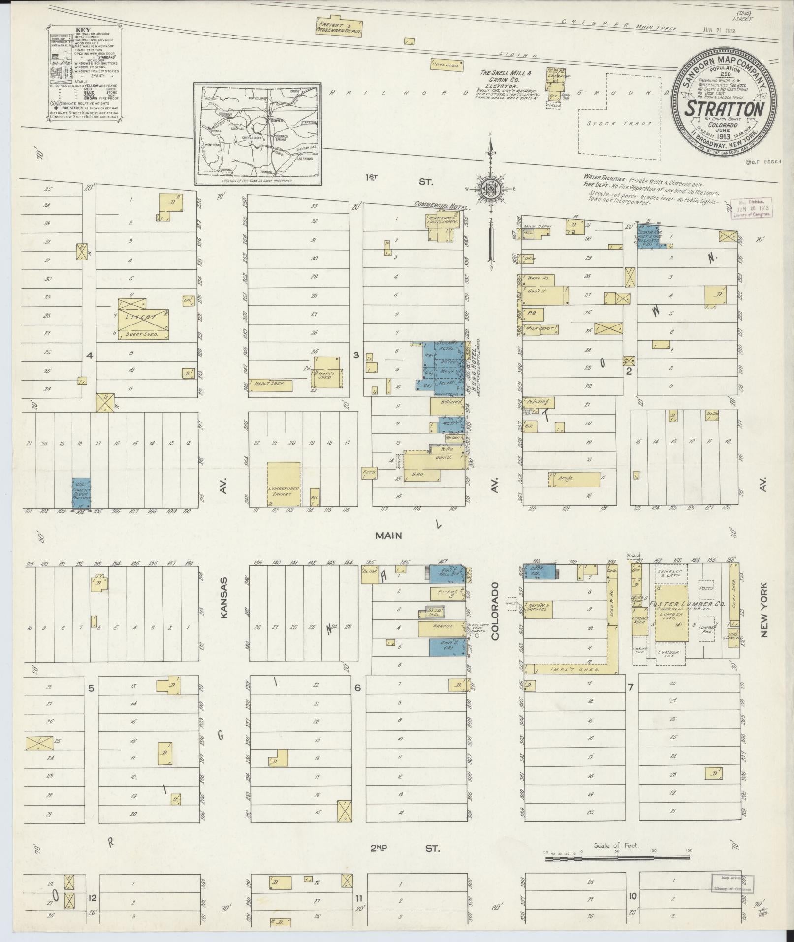Sanborn Fire Insurance Map from Stratton, Kit Carson County, Colorado. (1913) – Historic Sanborn Fire Insurance Map Print