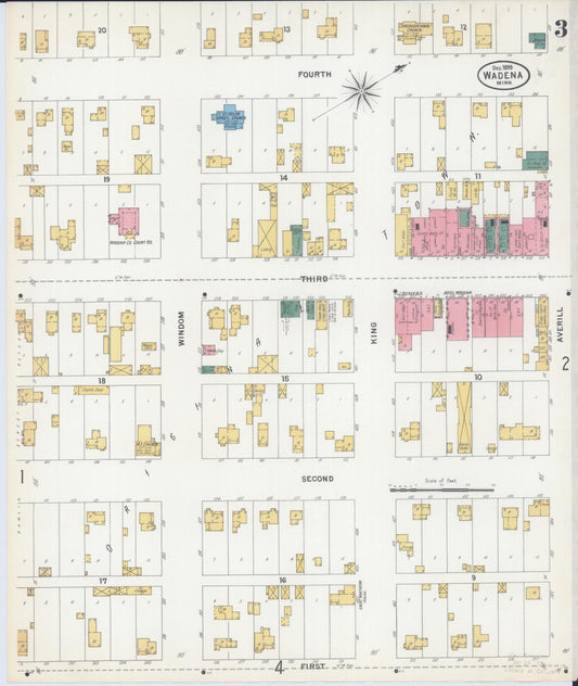 Sanborn Fire Insurance Map from Wadena, Wadena County, Minnesota (1899), Sheet #0003 - Historic Sanborn Fire Insurance Map Print, vintage old map wall art, antique decor, genealogy gift, Minnesota Minnesota map