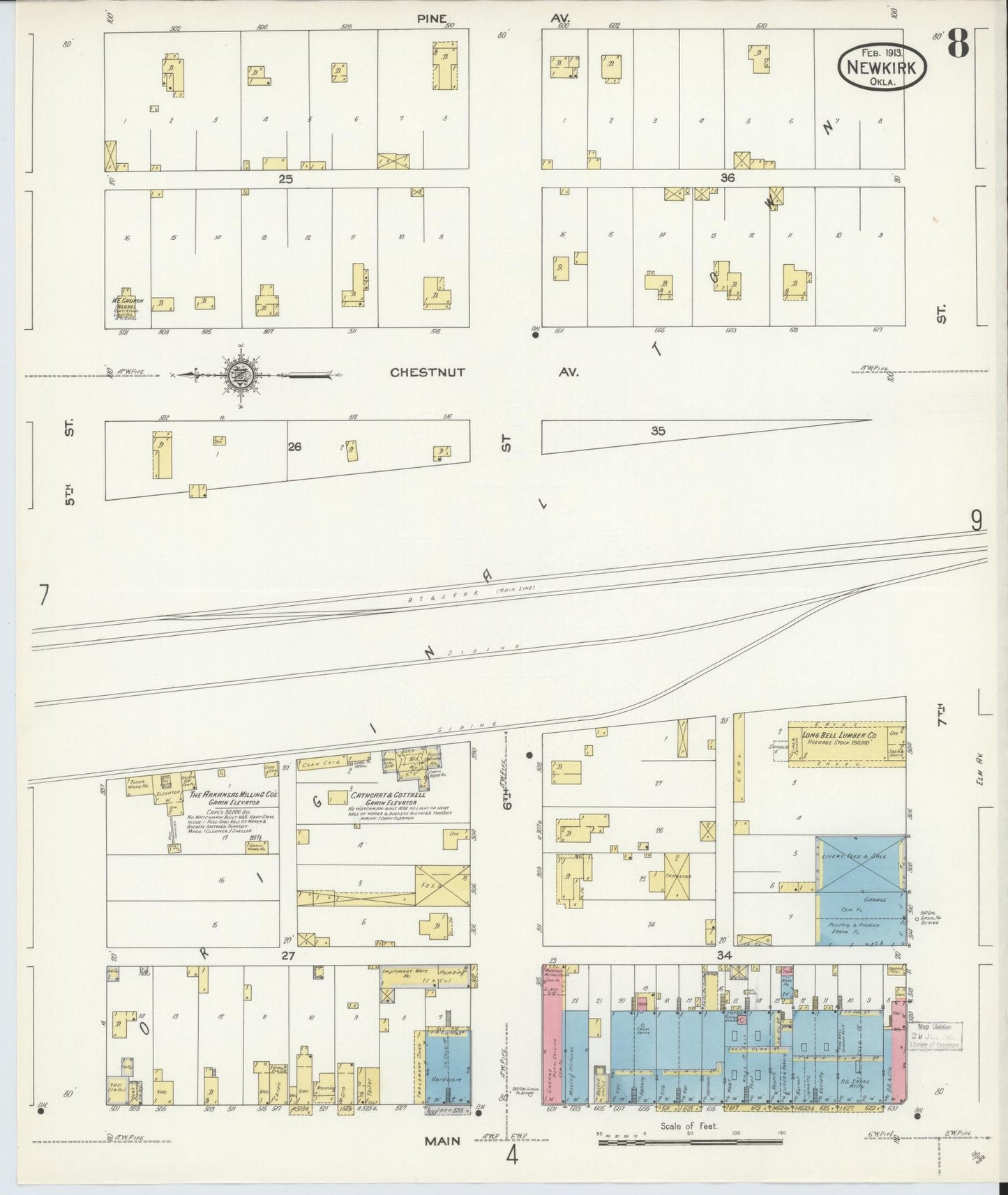 Sanborn Fire Insurance Map from Newkirk, Kay County, Oklahoma (1913), Sheet #0008 - Complete Map Set gallery image, historic Sanborn map, vintage wall art, Oklahoma Oklahoma