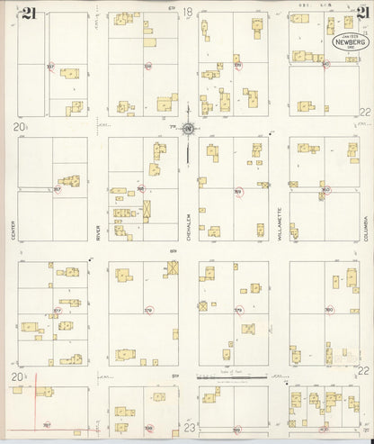 Sanborn Fire Insurance Map from Newberg, Yamhill County, Oregon (1934), Sheet #0021 - Complete Map Set gallery image, historic Sanborn map, vintage wall art, Oregon Oregon