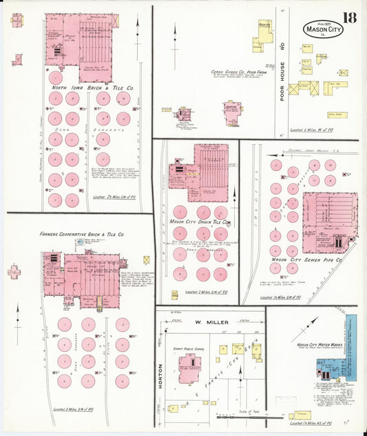 Sanborn Fire Insurance Map from Mason City, Cerro Gordo County, Iowa (1909), Sheet #0018 - Historic Sanborn Fire Insurance Map Print, vintage old map wall art