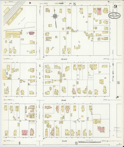 Sanborn Fire Insurance Map from Vineland, Cumberland County, New Jersey (1912), Sheet #0009 - Complete Map Set gallery image, historic Sanborn map, vintage wall art, New Jersey New Jersey