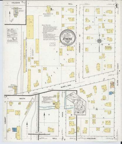 Sanborn Fire Insurance Map from Athens, Calhoun County, Michigan (1916), Sheet #0001 - Historic Sanborn Fire Insurance Map Print, vintage old map wall art, antique decor, genealogy gift, Michigan Michigan map