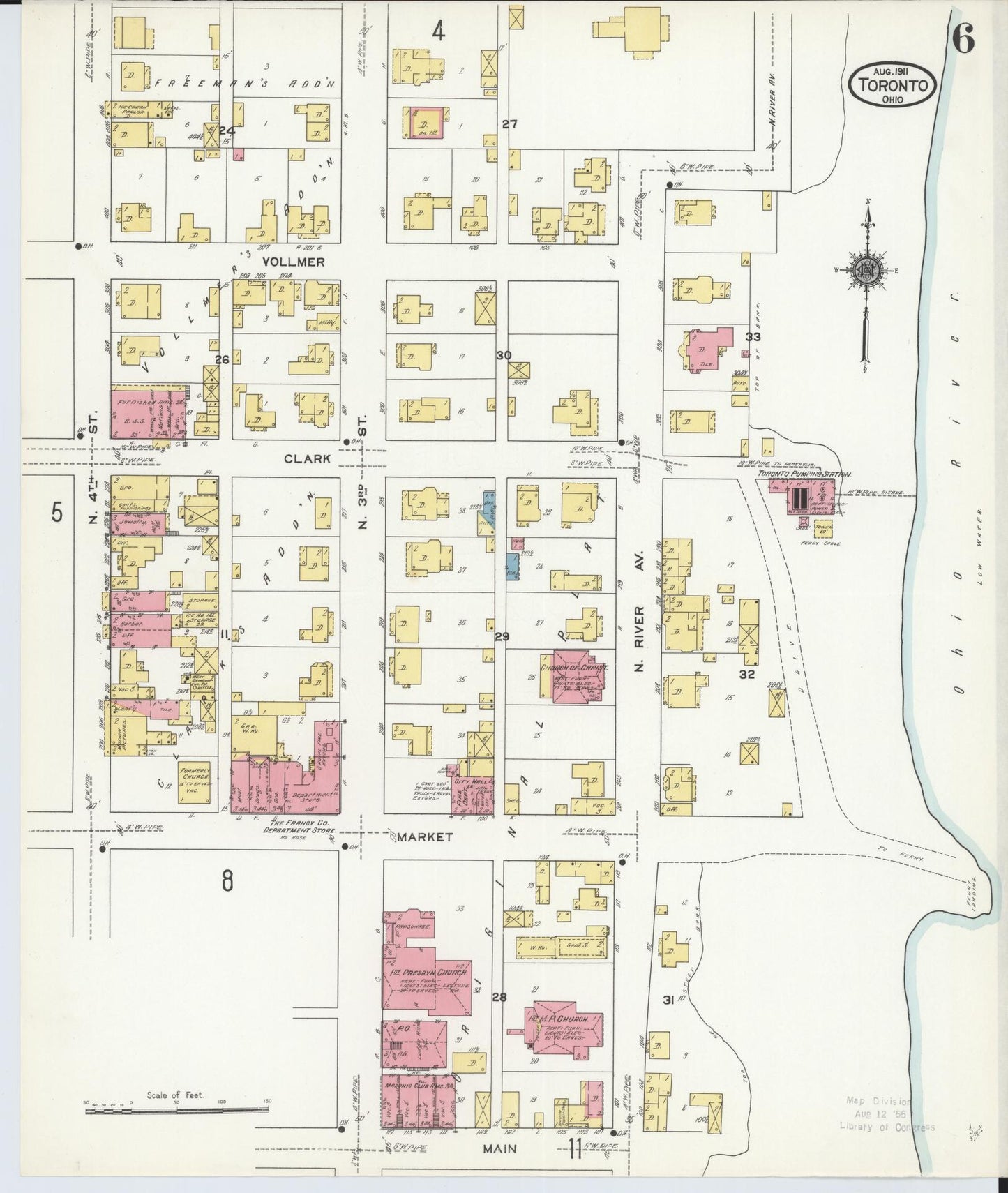 Sanborn Fire Insurance Map from Toronto, Jefferson County, Ohio (1911), Sheet #0006 - Complete Map Set gallery image, historic Sanborn map, vintage wall art, Ohio Ohio