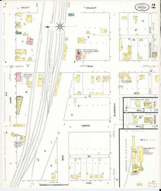 Sanborn Fire Insurance Map from Avoca, Pottawattamie County, Iowa (1909), Sheet #0002 - Historic Sanborn Fire Insurance Map Print, vintage old map wall art