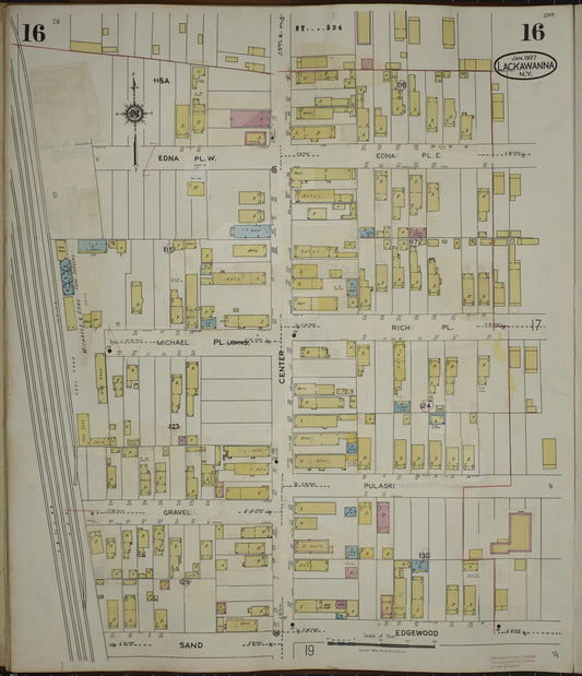Sanborn Fire Insurance Map from Lackawanna, Erie County, New York (1950), Sheet #0016 - Historic Sanborn Fire Insurance Map Print, vintage old map wall art, antique decor, genealogy gift, New York New York map