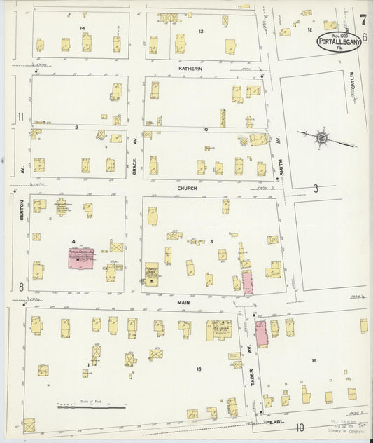 Sanborn Fire Insurance Map from Port Allegany, McKean County, Pennsylvania (1909), Sheet #0007 - Historic Sanborn Fire Insurance Map Print, vintage old map wall art, antique decor, genealogy gift, Pennsylvania Pennsylvania map