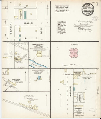 Sanborn Fire Insurance Map from Minneapolis, Ottawa County, Kansas (1884), Sheet #0001 - Complete Map Set gallery image, historic Sanborn map, vintage wall art, Kansas Kansas